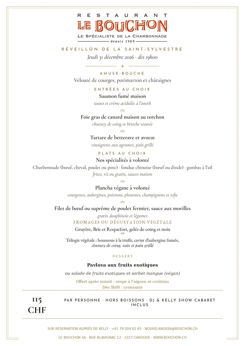 Reveillon 31 decembre 2026 menu