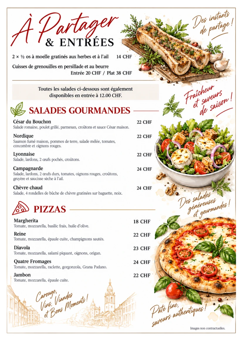 Les salades & Pizzas de saison