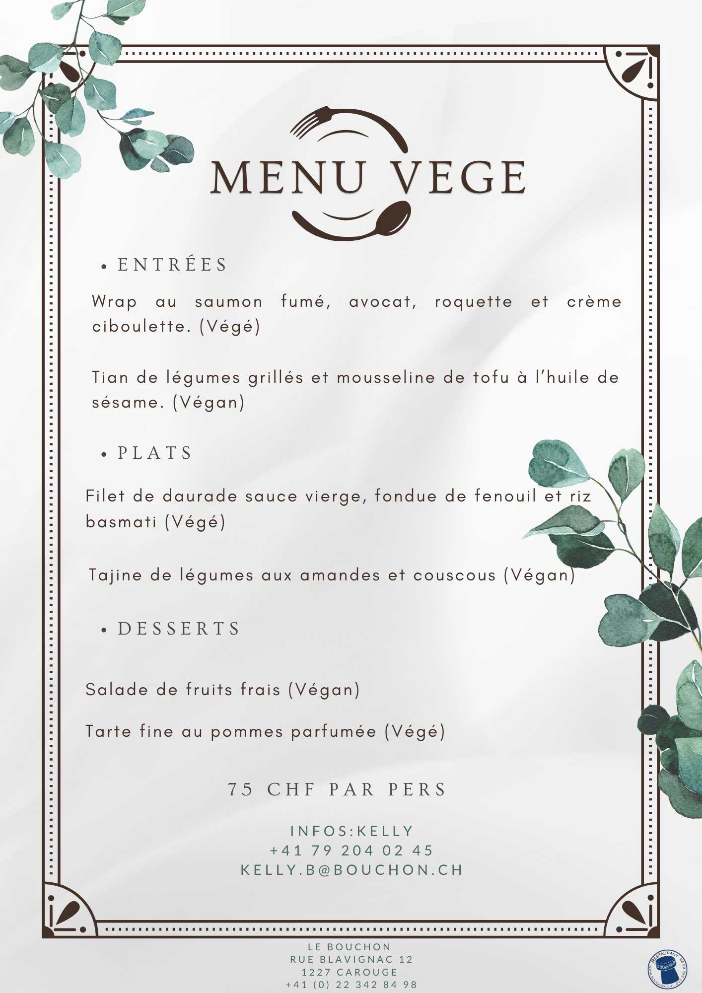 menu goupe végétarien