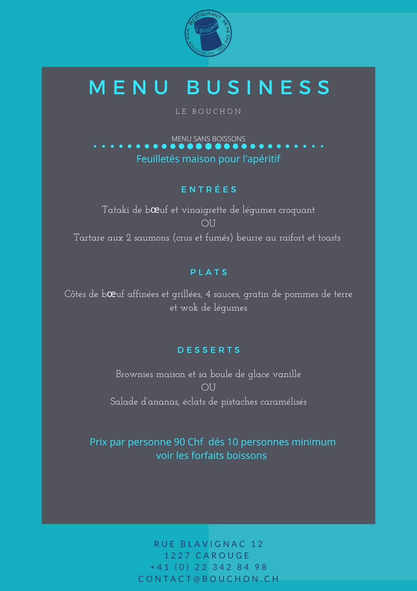 menu goupe business