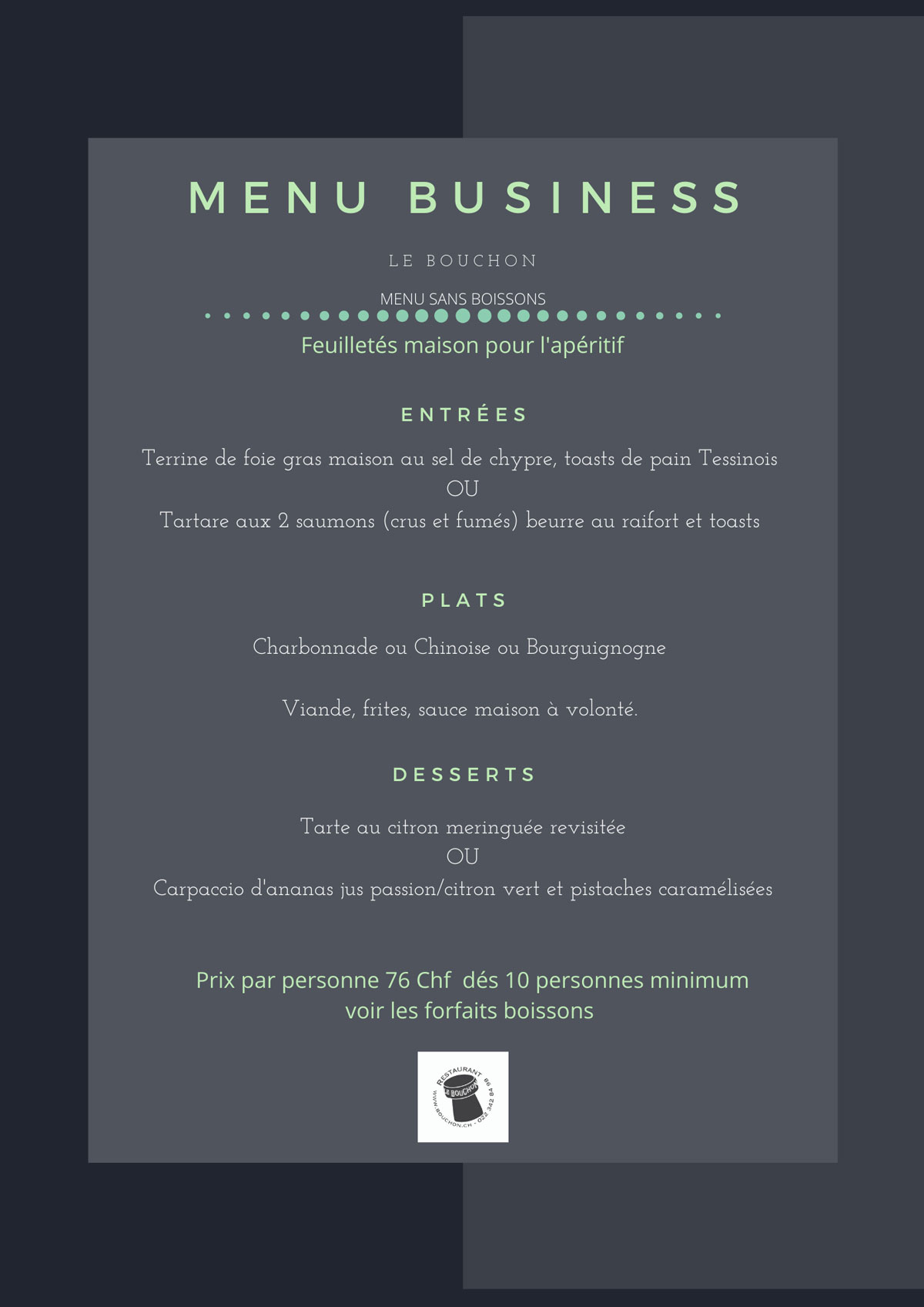 menu goupe business