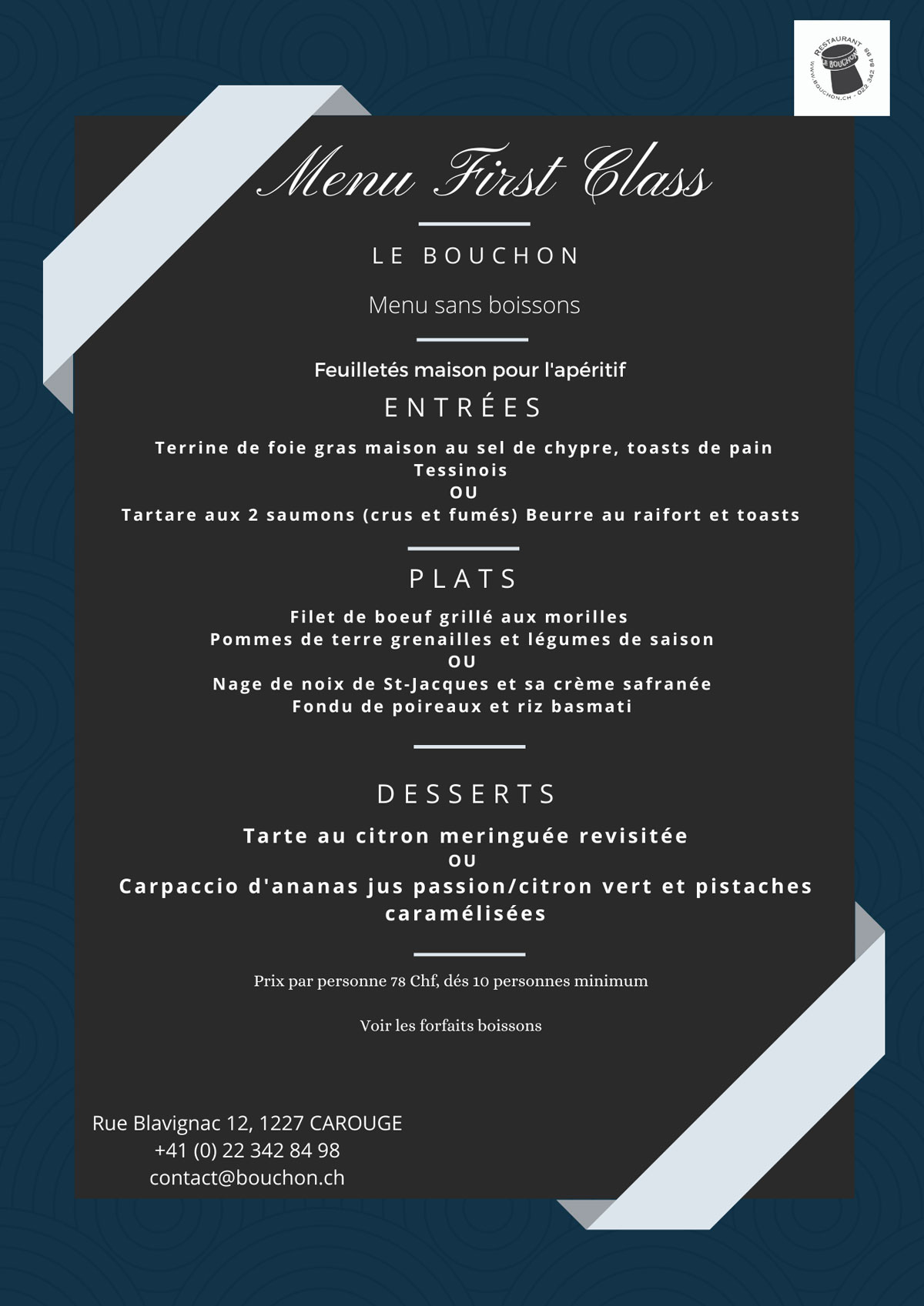menu groupe first class 