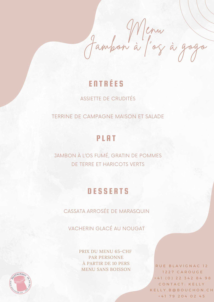 menu groupe Jambon à l'os à gogo
