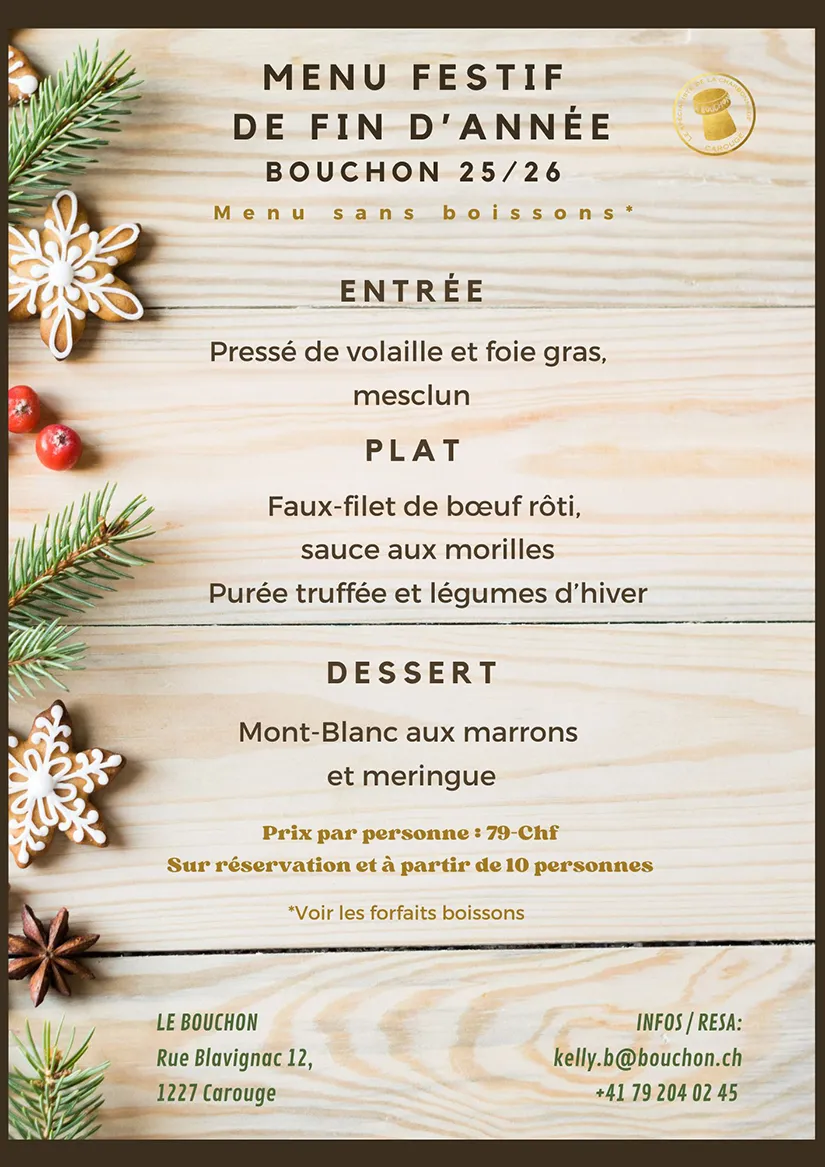 menu groupe : Menu festif de fin d'année