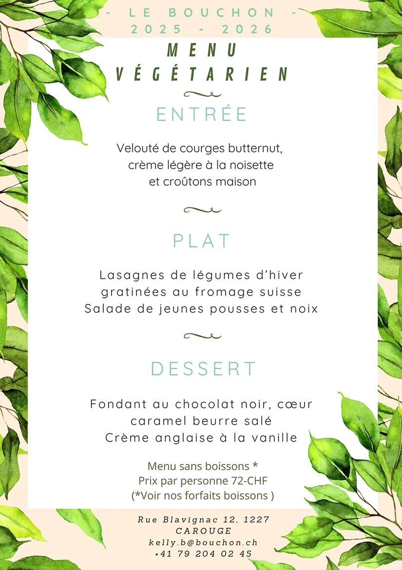 menu groupe végétarien